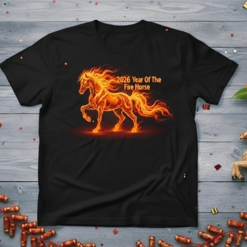 2026 Year of the Fire Horse Tee • Fiery Stallion Graphic Shirt • Lunar New Year
